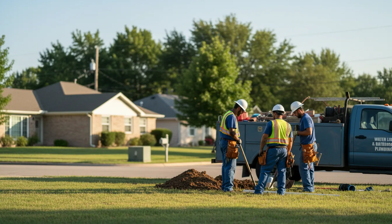 Residential water line and bathroom plumbing service in Edwardsville, KS
